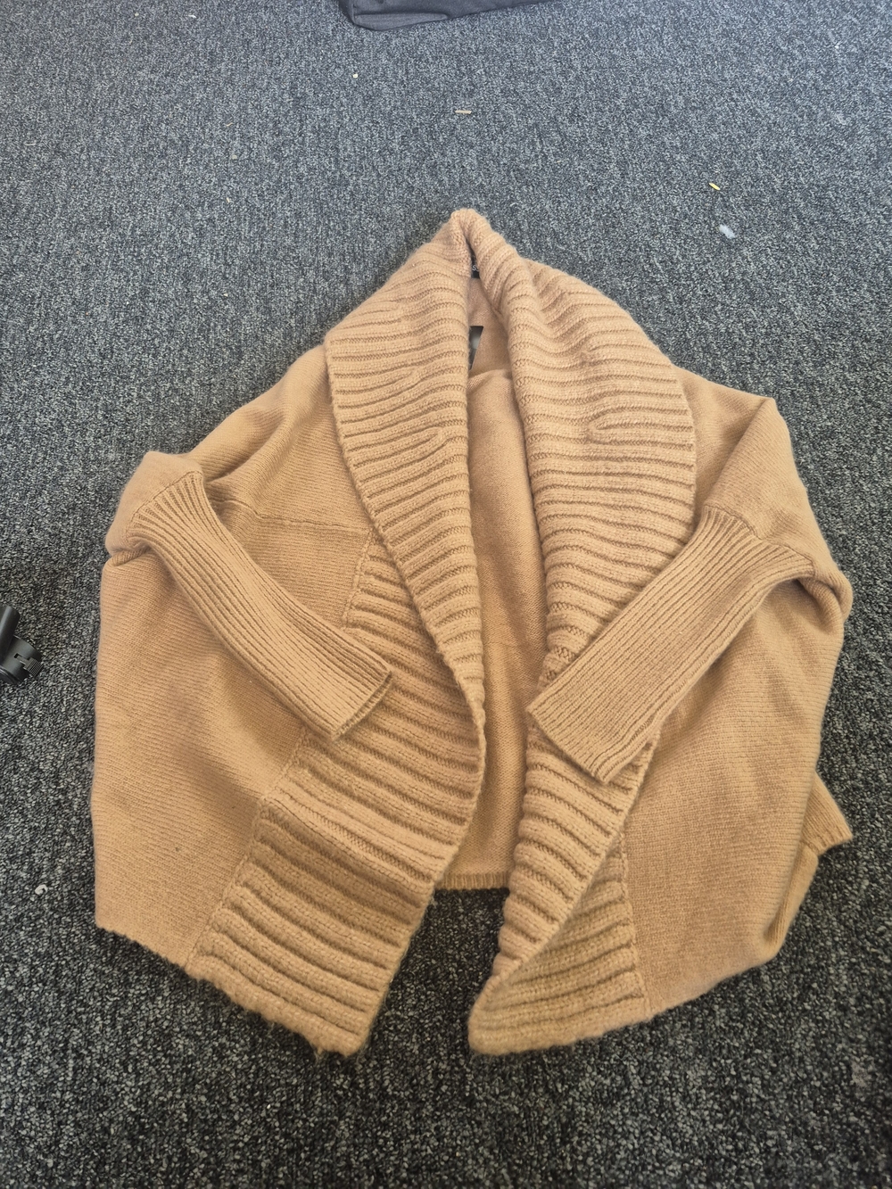 Express Shawl Collar Open Cardigan Sweater - Camel Brown